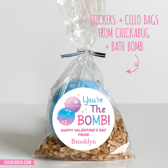 Bath Bomb "You're The Bomb" Valentine's Day Stickers