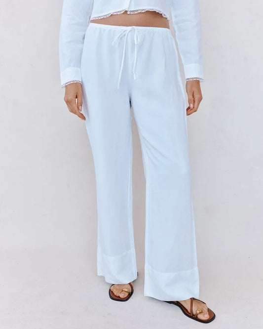 BELLA DAHL WIDE HEM DRAWSTRING PANT - WHITE