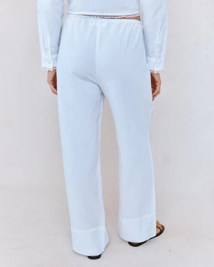 BELLA DAHL WIDE HEM DRAWSTRING PANT - WHITE