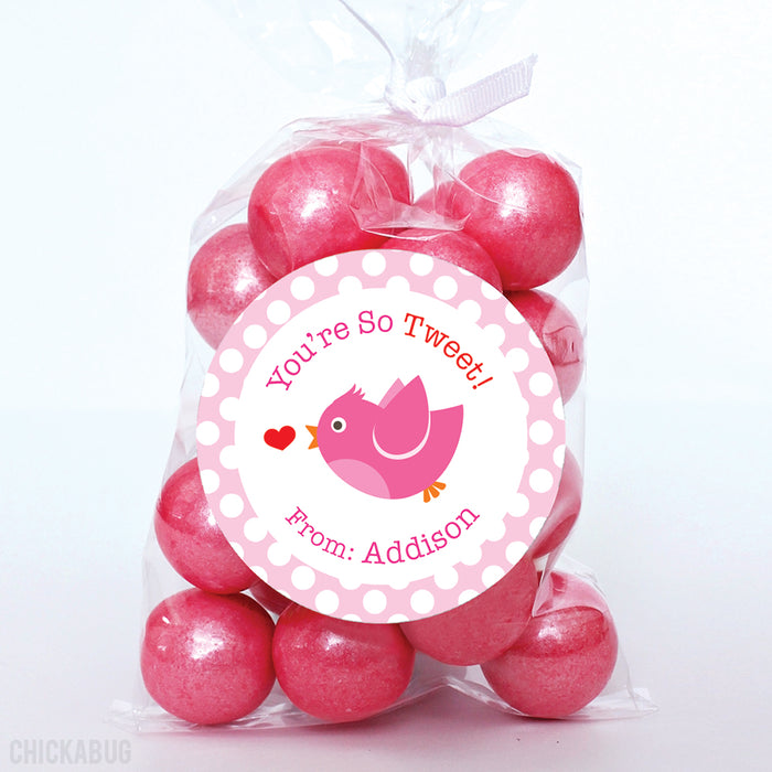Bird "You're So Tweet" Valentine's Day Stickers