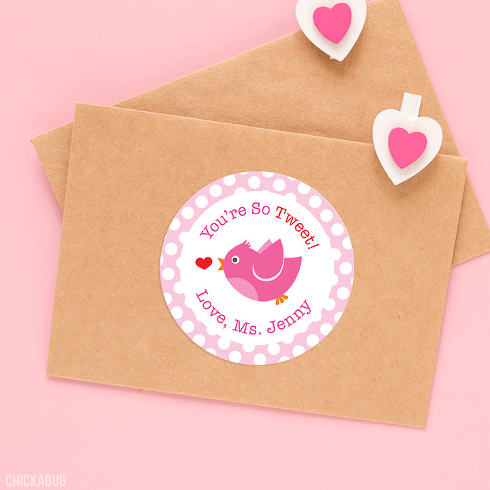 Bird "You're So Tweet" Valentine's Day Stickers