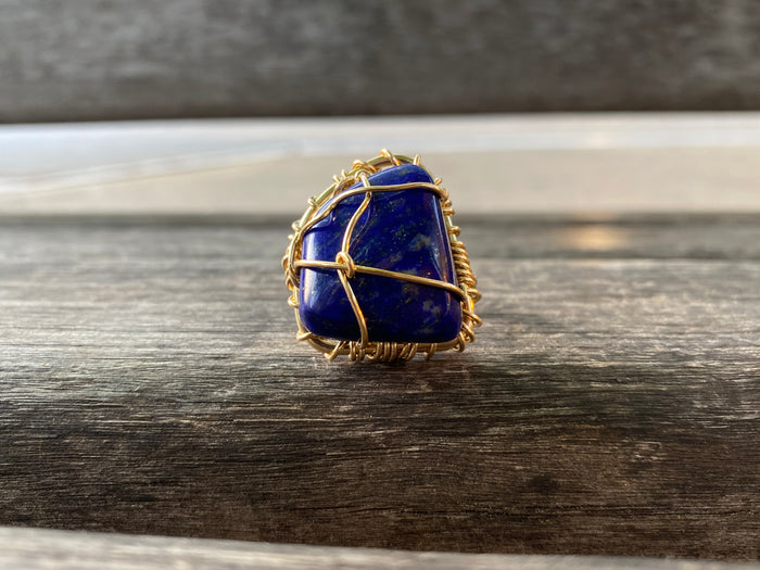 BRONZE+LAPIS LAZULI RING