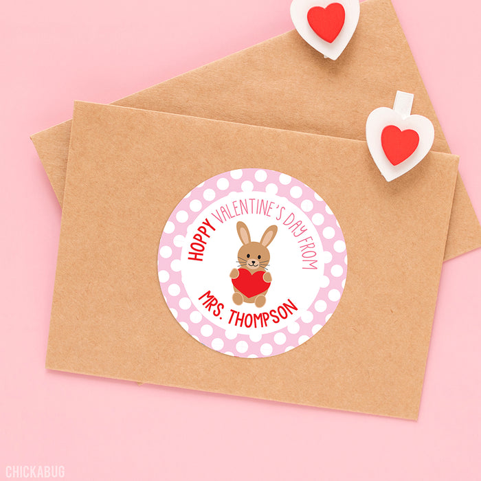 Bunny "Hoppy Valentine's Day"  Valentine's Day Stickers