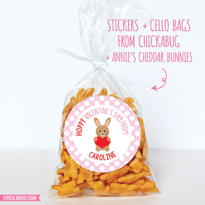 Bunny "Hoppy Valentine's Day"  Valentine's Day Stickers