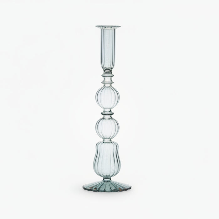 Beatriz Ball Glass Cambridge Emma Candlestick Holder — Single light-green Emma glass holder isolated on white