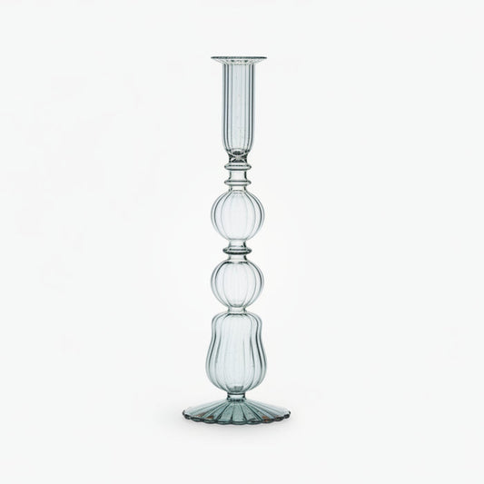 Beatriz Ball Glass Cambridge Emma Candlestick Holder — Single light-green Emma glass holder isolated on white