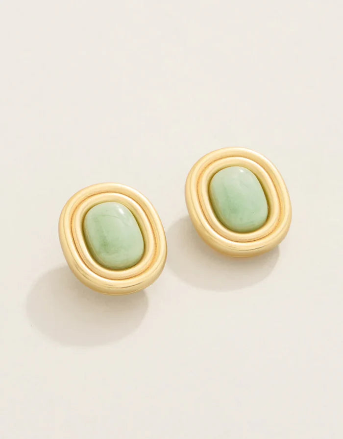 CASTILLO STUD EARRINGS - GREEN AVENTURINE