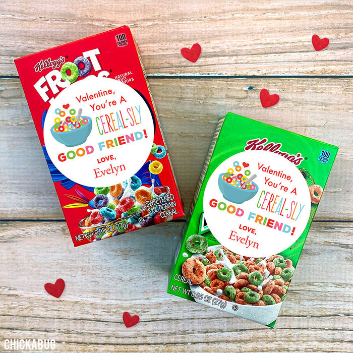 Cereal  Valentine's Day Stickers