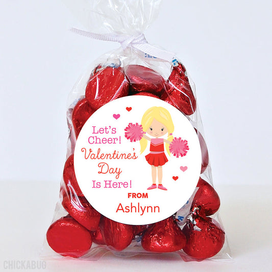 Cheerleader with Blonde Hair  Valentine's Day Stickers