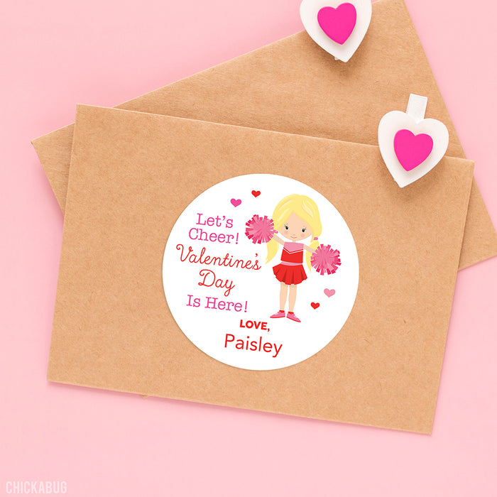 Cheerleader with Blonde Hair  Valentine's Day Stickers