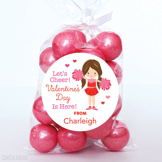 Cheerleader with Brown Hair  Valentine's Day Stickers