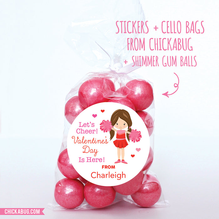 Cheerleader with Brown Hair  Valentine's Day Stickers