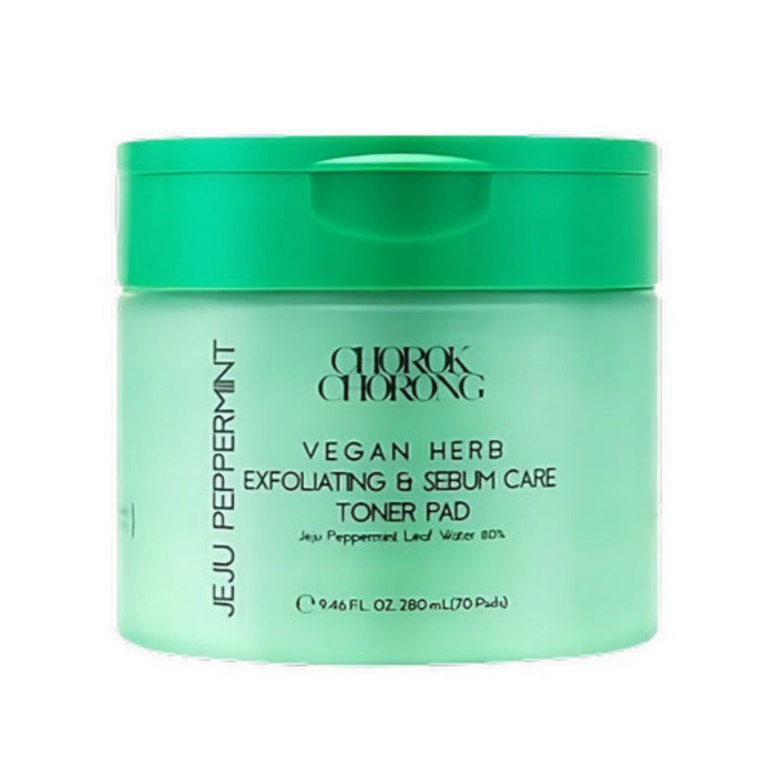 CHOROK CHORONG Vegan Herb Exfoliating Sebum Care Jeju Mentha Piperita (Peppermint) Toner Pad