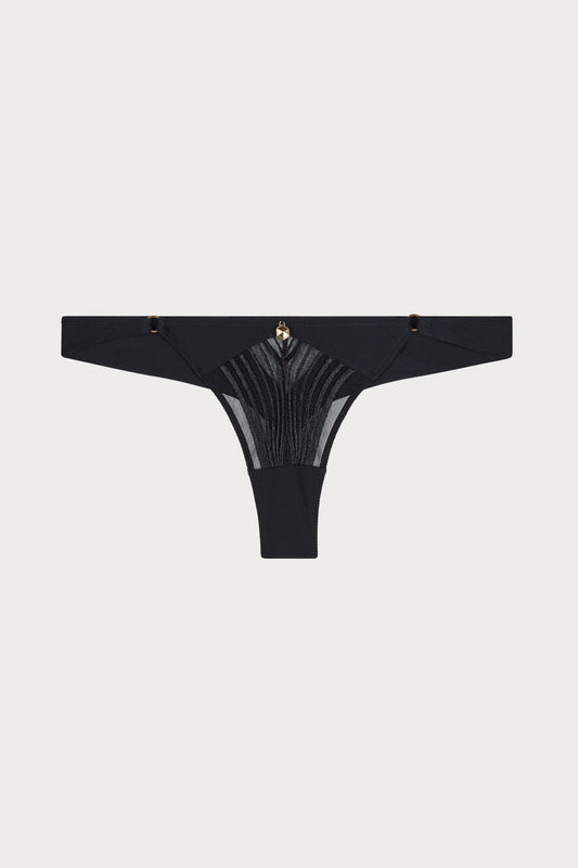 Cindy Bruna x Aubade Sumptuous Waves Tanga Black, Size L (UK 14)