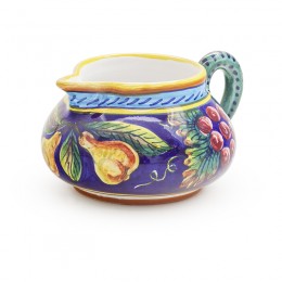 Hand-painted Italian majolica creamer in Eugenio Ricciarelli's B-57 pattern, made in Deruta — Biordi Art Imports