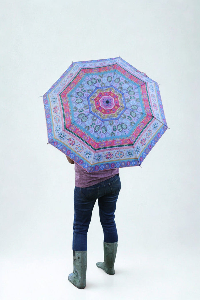 Compact Umbrella Geometric Tapestry Evergreen Garden Flag