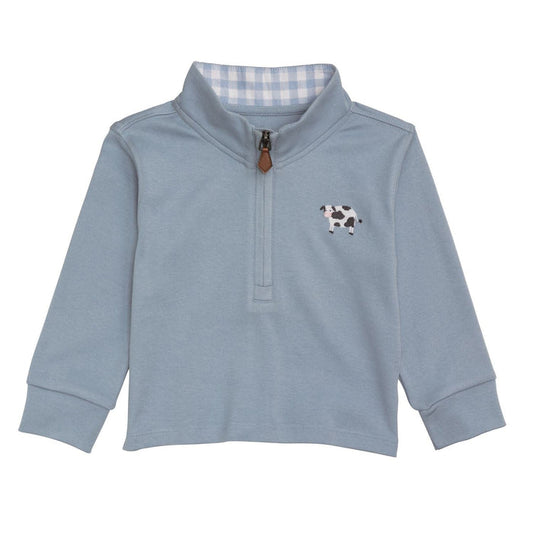 Cow Icon Quarter Zip Top | 2T-5T Mud Pie CHILDREN