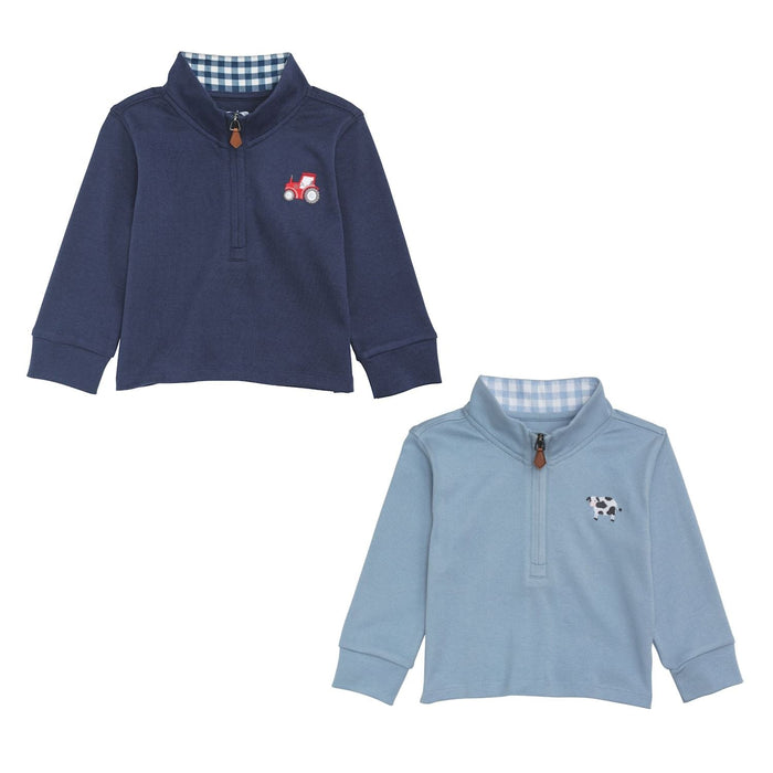 Cow Icon Quarter Zip Top | 2T-5T Mud Pie CHILDREN
