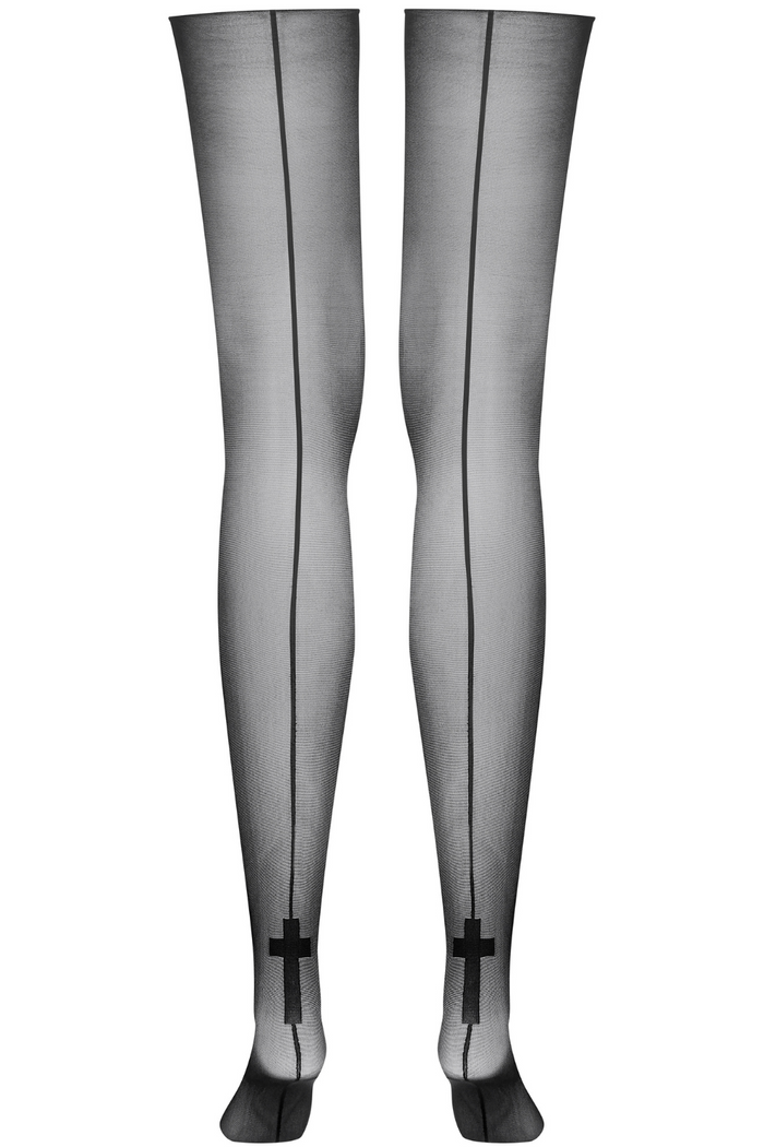 Maison Close Cut & Curled Cross Detail Back Seam Stockings 20 Denier - Naughty Knickers