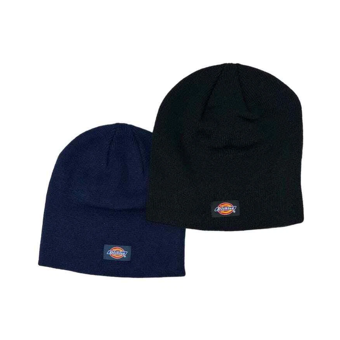 Dickies 2-Pack Skull Knit Beanies – Navy & Black (One Size)