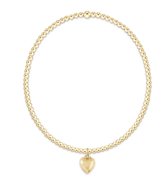 E NEWTON CLASSIC GOLD 2MM BEAD BRACELET - LOVE PLUSH SMALL GOLD CHARM