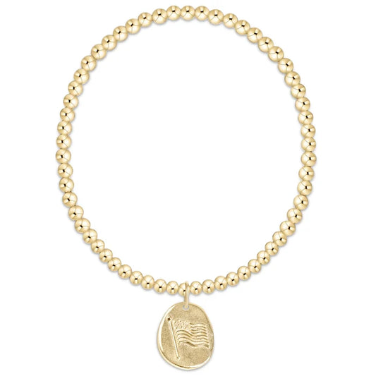 E NEWTON CLASSIC GOLD 3MM BRACELET - INSPIRE AMERICA GOLD DISC
