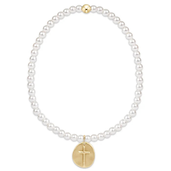 E NEWTON CLASSIC PEARL 3MM BEAD BRACELET - INSPIRE SMALL GOLD