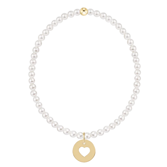 E NEWTON CLASSIC PEARL 3MM BRACELET - LOVE GOLD DISC