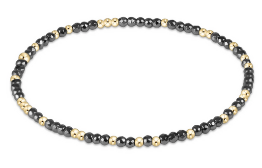 E NEWTON HOPE UNWRITTEN SILVER FACETED HEMATITE 2MM BEAD BRACELET