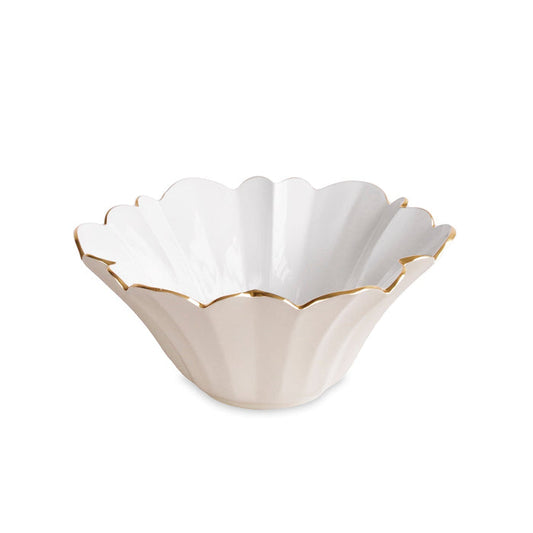 Beatriz Ball Encanto Avril Medium Bowl — Medium cream-and-white floral bowl isolated on white