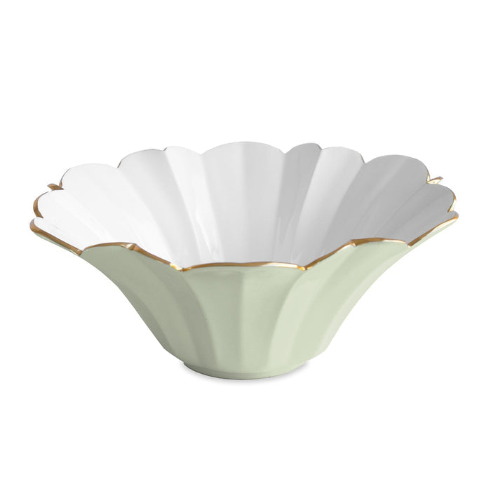 Beatriz Ball Encanto Avril Large Bowl — Large pistachio-and-white floral bowl isolated on white