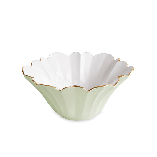 Beatriz Ball Encanto Avril Medium Bowl — Medium pistachio-and-white floral bowl isolated on white