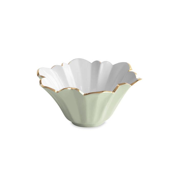 Beatriz Ball Encanto Avril Small Bowl — Small pistachio-and-white floral bowl isolated on white