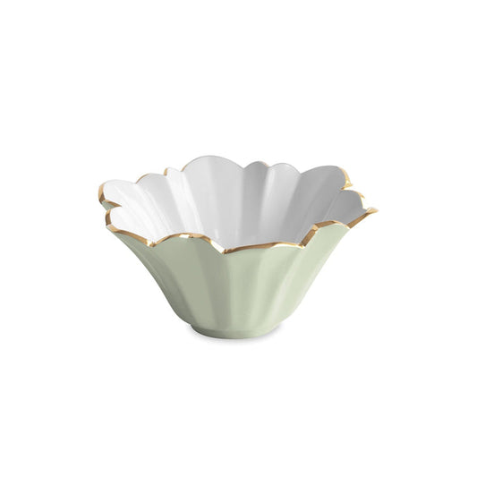 Beatriz Ball Encanto Avril Small Bowl — Small pistachio-and-white floral bowl isolated on white