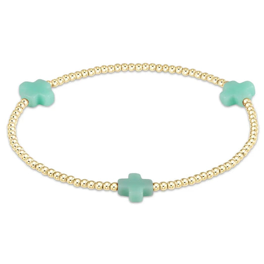 eNewton Signature Cross Small 2mm Bracelet | Mint e.newton Designs BRACELET