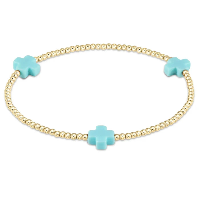 eNewton Signature Cross Small 2mm Bracelet | Turquoise e.newton Designs BRACELET