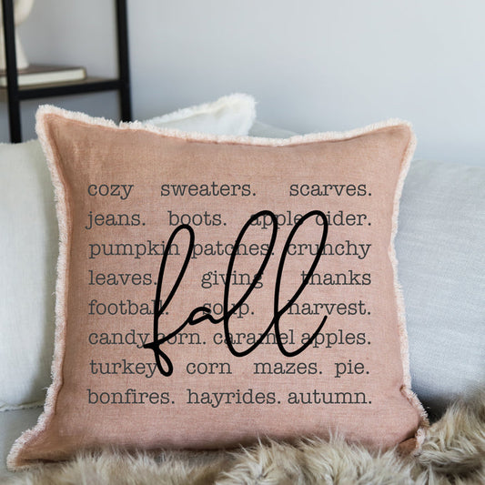 FALL WORDS - 24" LINEN PILLOW (CLAY)