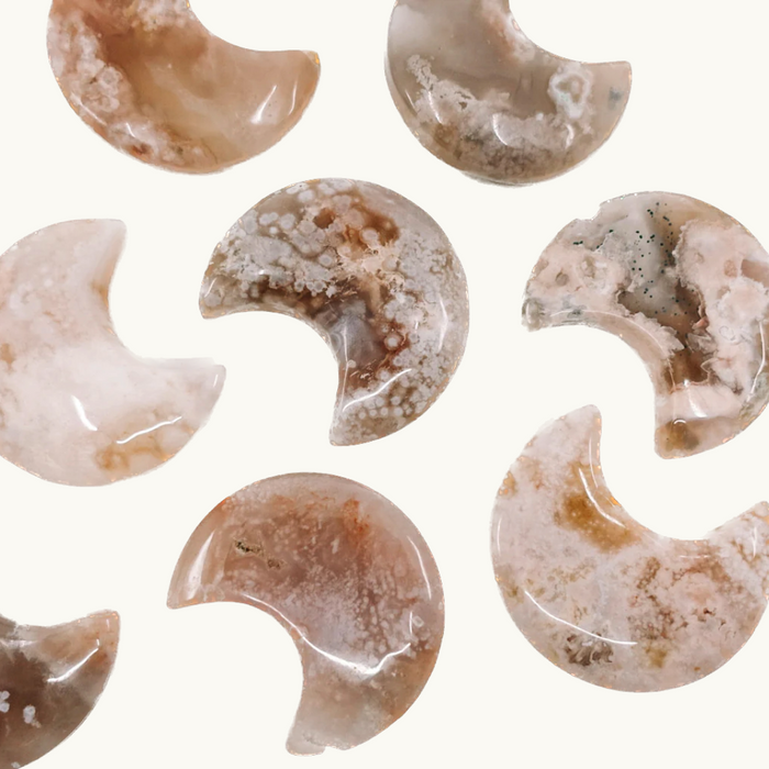 Flower Agate Shaped Moons - Nurturing Divine Feminine Energy