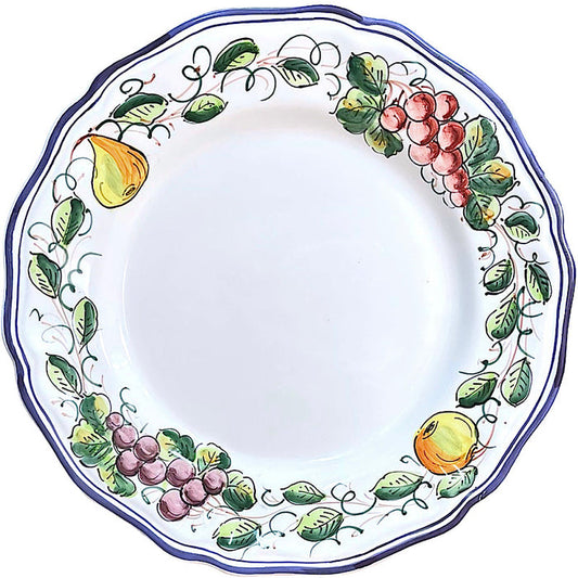 Frutta Plate - Dinner, Simplified, ceramics, pottery, italian design, majolica, handmade, handcrafted, handpainted, home decor, kitchen art, home goods, deruta, majolica, Artisan, treasures, traditional art, modern art, gift ideas, style, SF, shop small business, artists, shop online, landmark store, legacy, one of a kind, limited edition, gift guide, gift shop, retail shop, decorations, shopping, italy, home staging, home decorating, home interiors