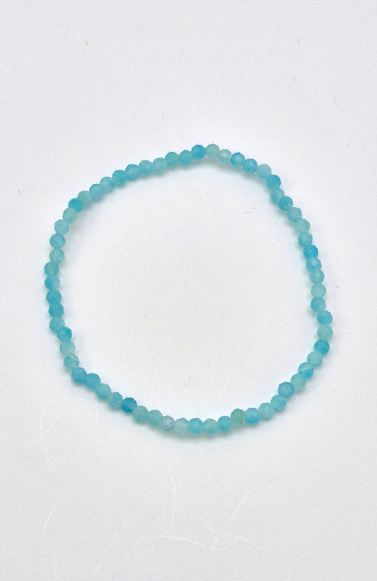 Gemstone Bead Bracelet - Amazonite Faceted 3mm