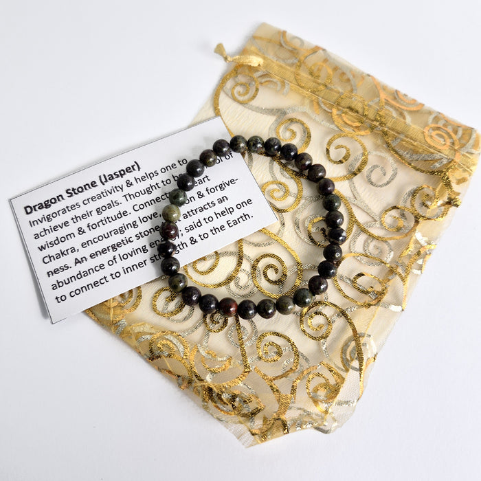 Gemstone Bead Bracelet - Jasper Dragonstone 6 mm