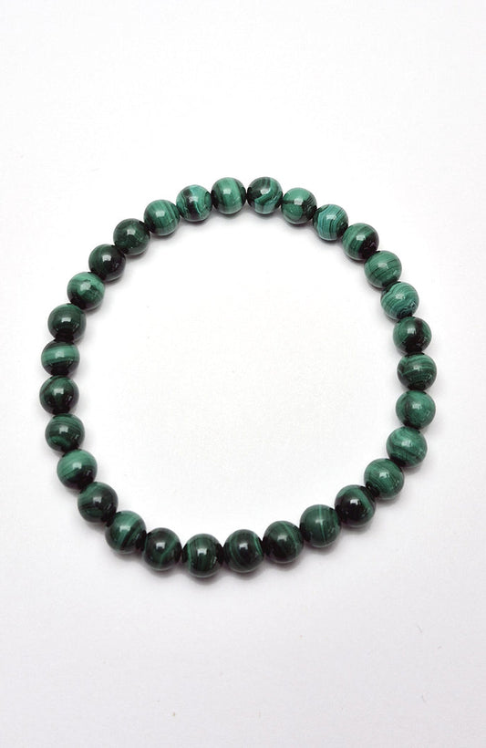 Gemstone Bead Bracelet - Malachite 6 mm