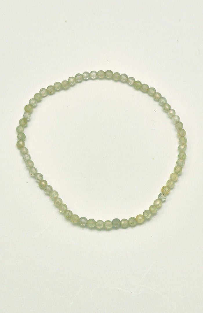 Gemstone Bead Bracelet - Prehnite Faceted 3mm