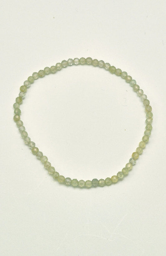 Gemstone Bead Bracelet - Prehnite Faceted 3mm