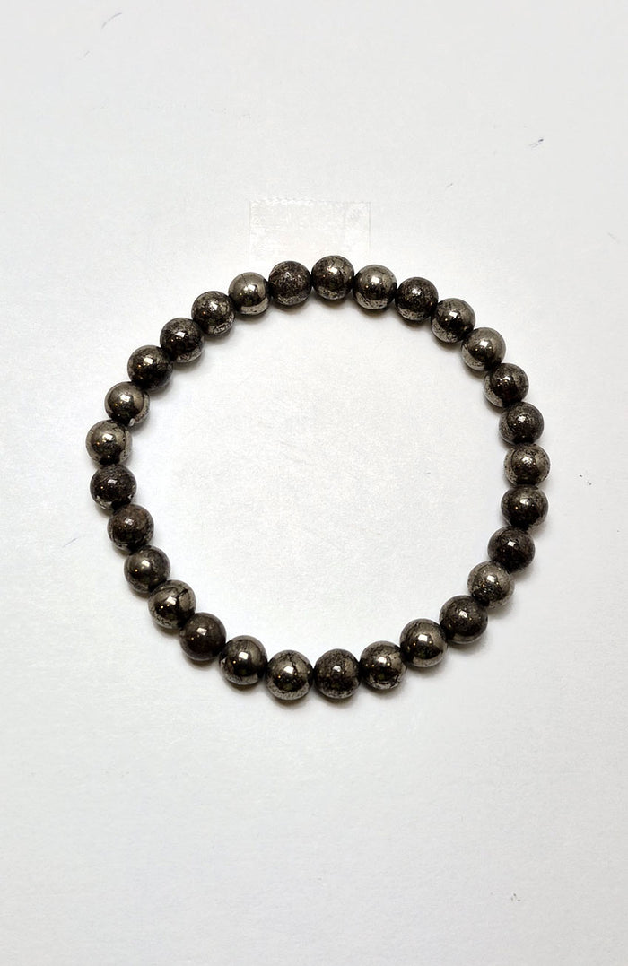 Gemstone Bead Bracelet - Pyrite 6mm