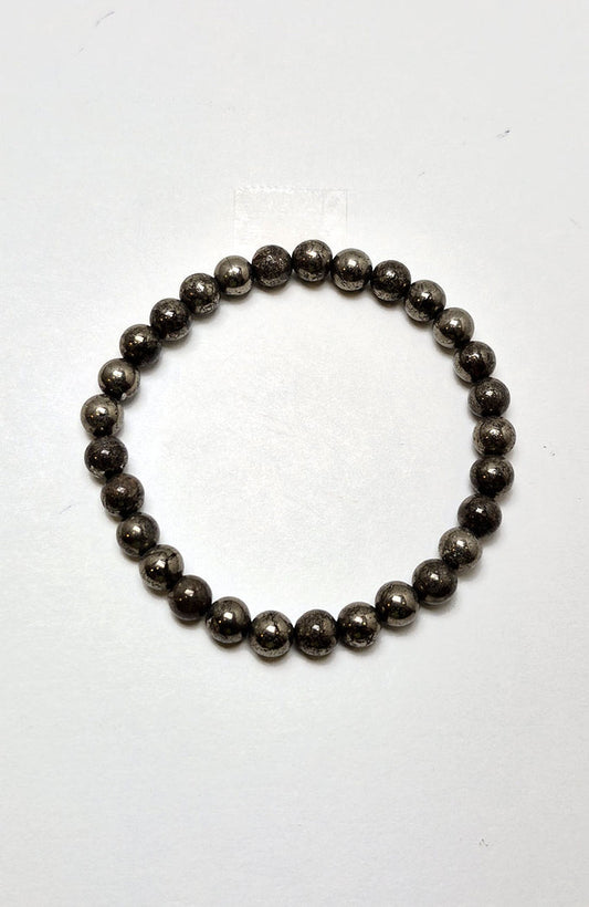 Gemstone Bead Bracelet - Pyrite 6mm