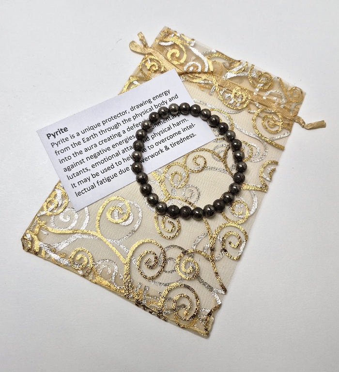 Gemstone Bead Bracelet - Pyrite 6mm
