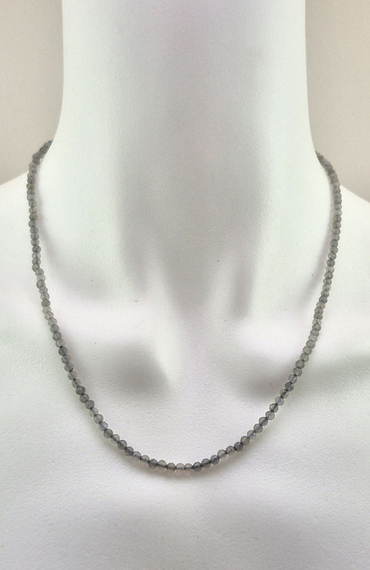 Gemstone Bead Necklace - Labradorite Faceted 3mm