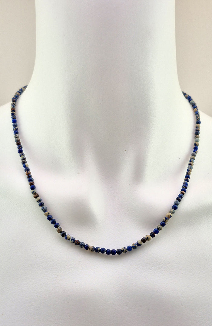 Gemstone Bead Necklace - Sodalite Round 3mm