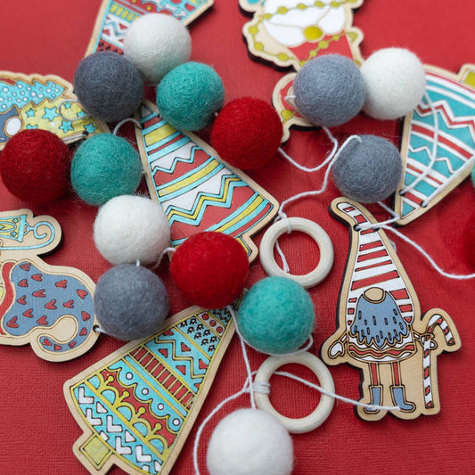 Gnome DIY Wood Garland Kit